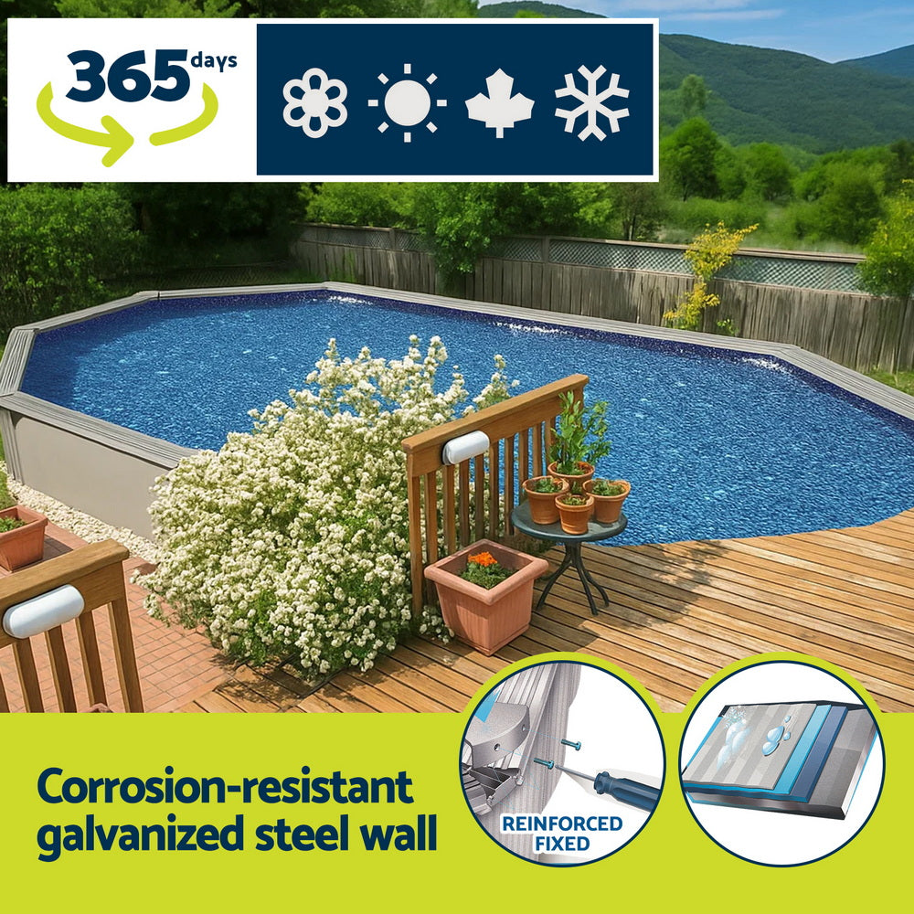 Bestway Swimming Pool 610 x 366cm Steel Frame Round Pool Set w/ Filter Ladder-Home &amp; Garden > Pool &amp; Accessories > Swimming Pools-PEROZ Accessories
