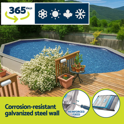 Bestway Swimming Pool 610 x 366cm Steel Frame Round Pool Set w/ Filter Ladder-Home &amp; Garden > Pool &amp; Accessories > Swimming Pools-PEROZ Accessories
