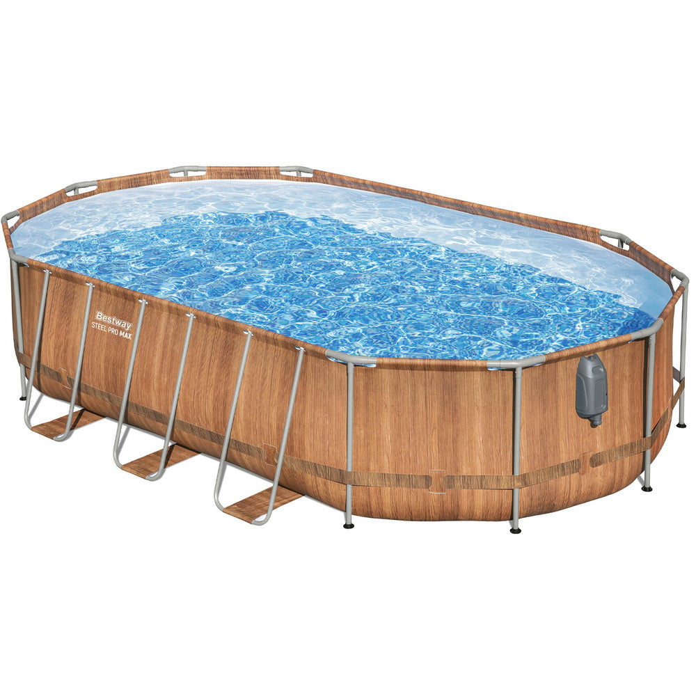 Bestway Swimming Pool Steel Frame Luxury Pool &amp; SPA Massage Set 6.1x3.66x1.22m-Home &amp; Garden > Pool &amp; Accessories > Swimming Pools-PEROZ Accessories