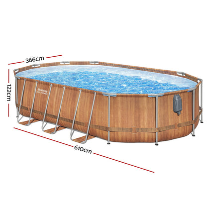 Bestway Swimming Pool Steel Frame Luxury Pool &amp; SPA Massage Set 6.1x3.66x1.22m-Home &amp; Garden > Pool &amp; Accessories > Swimming Pools-PEROZ Accessories