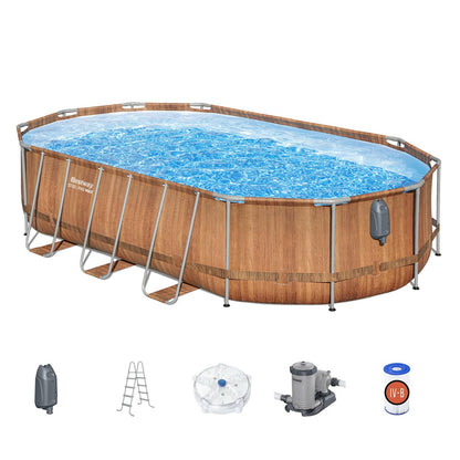 Bestway Swimming Pool Steel Frame Luxury Pool &amp; SPA Massage Set 6.1x3.66x1.22m-Home &amp; Garden > Pool &amp; Accessories > Swimming Pools-PEROZ Accessories