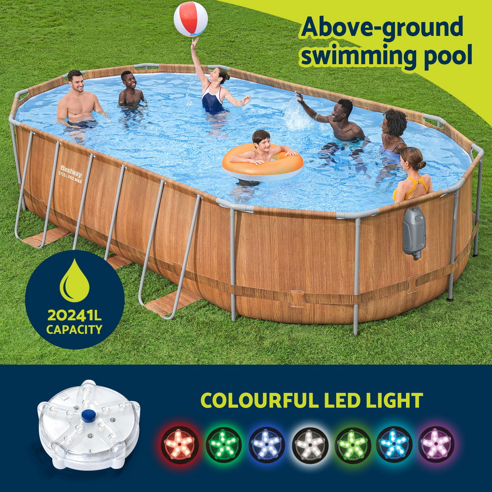 Bestway Swimming Pool Steel Frame Luxury Pool &amp; SPA Massage Set 6.1x3.66x1.22m-Home &amp; Garden > Pool &amp; Accessories > Swimming Pools-PEROZ Accessories