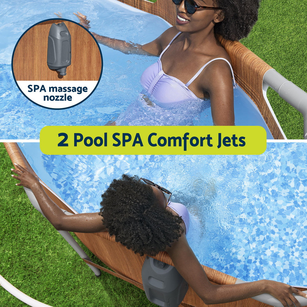 Bestway Swimming Pool Steel Frame Luxury Pool &amp; SPA Massage Set 6.1x3.66x1.22m-Home &amp; Garden > Pool &amp; Accessories > Swimming Pools-PEROZ Accessories