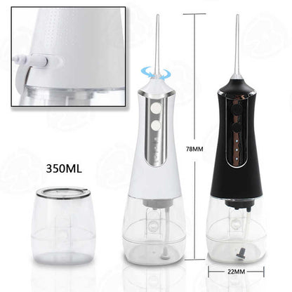 Black 300ML Cordless Water Flosser with 5 Nozzles - Rechargeable Portable Oral Irrigator-Oral Care-PEROZ Accessories