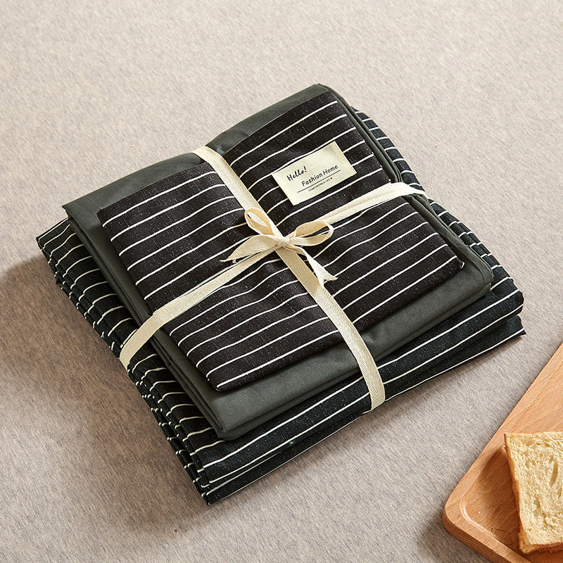 Black 4-Piece Cotton Bedding Set - Fits 1.5m/1.8m Beds (Duvet Cover 200x230cm, Bed Sheet 230x250cm)-Home &amp; Garden > Bedding > Duvet Covers-PEROZ Accessories