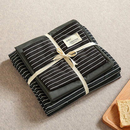 Black 4-Piece Cotton Bedding Set - Fits 1.5m/1.8m Beds (Duvet Cover 200x230cm, Bed Sheet 230x250cm)-Home &amp; Garden > Bedding > Duvet Covers-PEROZ Accessories