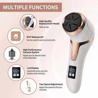 Black Electric Foot Callus Remover - Rechargeable Waterproof Pedicure Tool with Automatic Dead Skin Removal-Foot Care-PEROZ Accessories