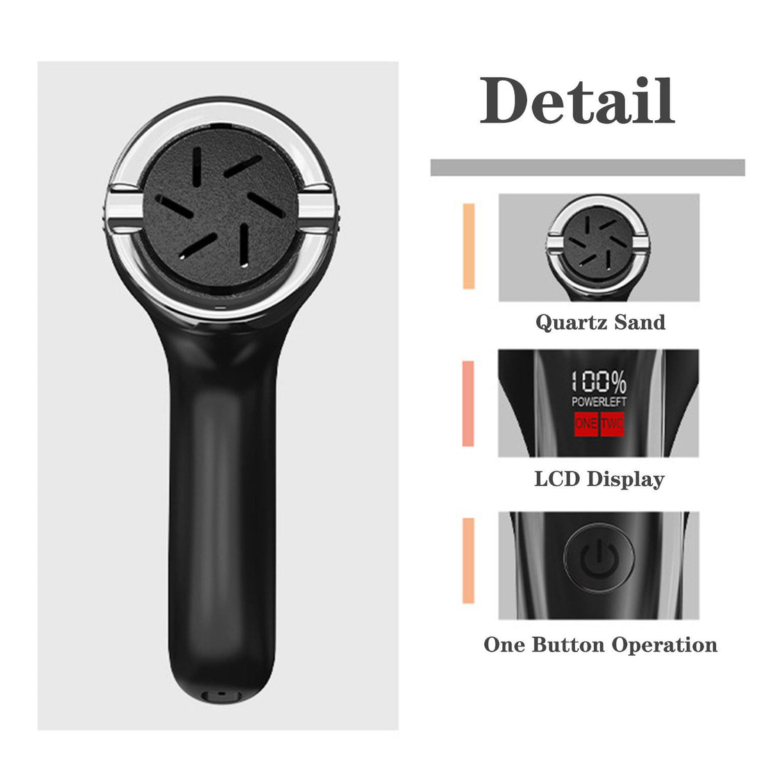 Black Rechargeable Electric Foot Grinder with Suction - Complete 10-Piece Pedicure Kit-Foot Care-PEROZ Accessories