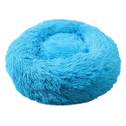 Blue 50cm Cozy Round Pet Bed - Plush Cat &amp; Dog Bed with Non-Slip Base, Machine Washable-Pet Care > Dog Supplies > Dog Beds-PEROZ Accessories