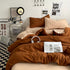Brown 1.5m Bed Fitted Sheet Set with 200x230cm Duvet Cover - 4-Piece Bedding Set-Home & Garden > Bedding > Bed Sheets-PEROZ Accessories