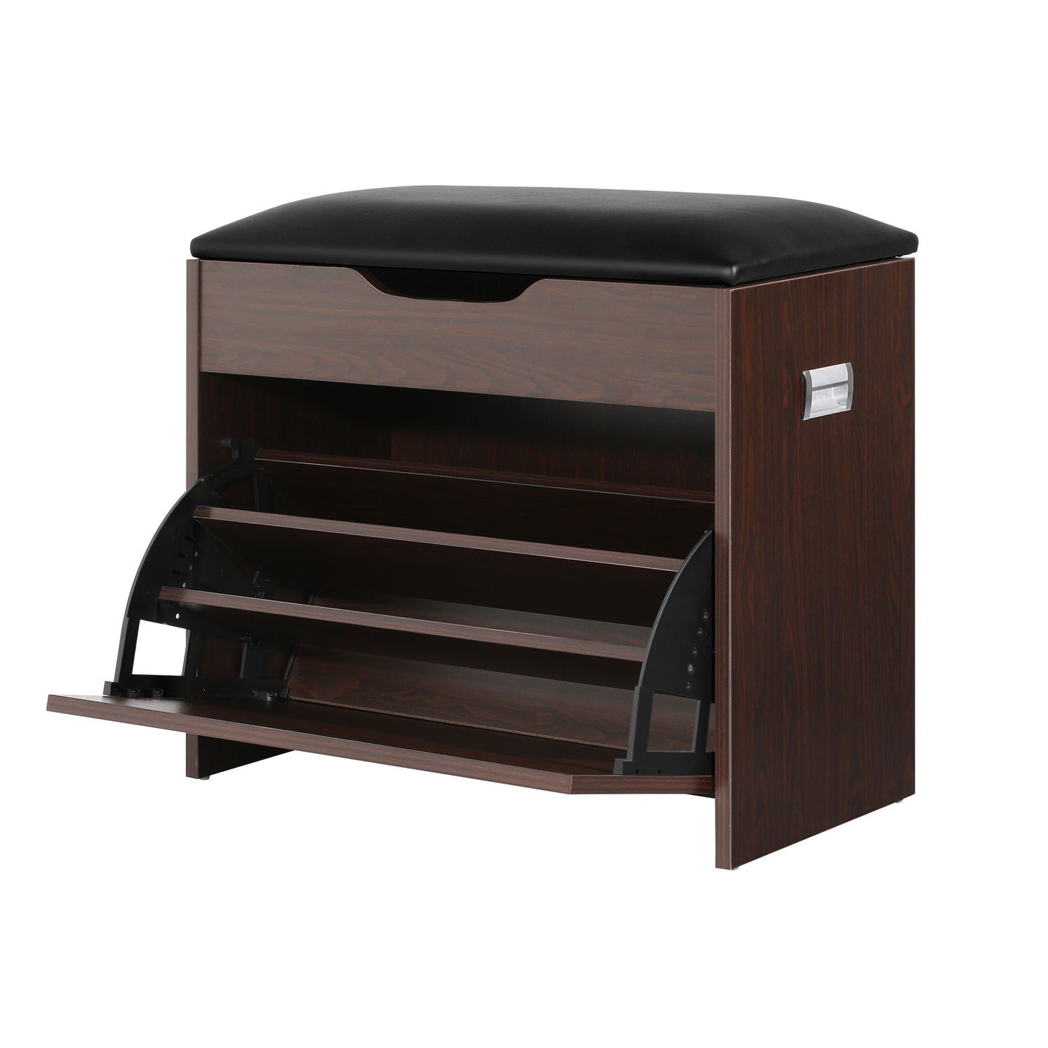 Artiss 2x Shoe Bench Set Flip Drawer Walnut-Furniture > Living Room > Shoe Storage-PEROZ Accessories