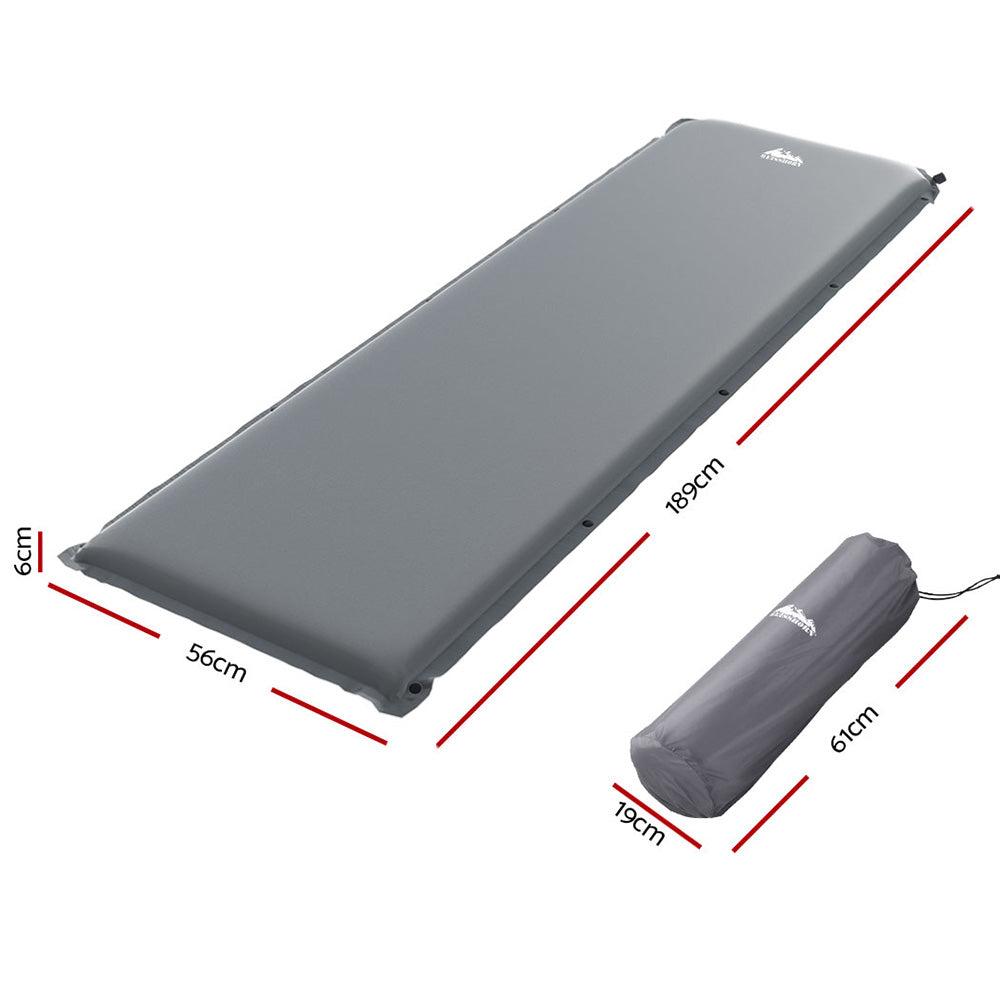 Weisshorn Self Inflating Mattress Camping Sleeping Mat Air Bed Pad Single Grey-Mattresses-PEROZ Accessories