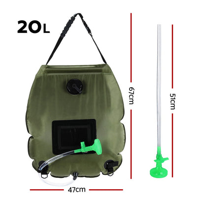 Weisshorn Camping Shower Bag 20L Set of 2 Portable Green Black-Outdoor Recreation &gt; Camping &gt; Portable Toilets &amp; Showers-PEROZ Accessories