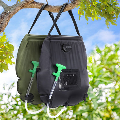Weisshorn Camping Shower Bag 20L Set of 2 Portable Green Black-Outdoor Recreation &gt; Camping &gt; Portable Toilets &amp; Showers-PEROZ Accessories