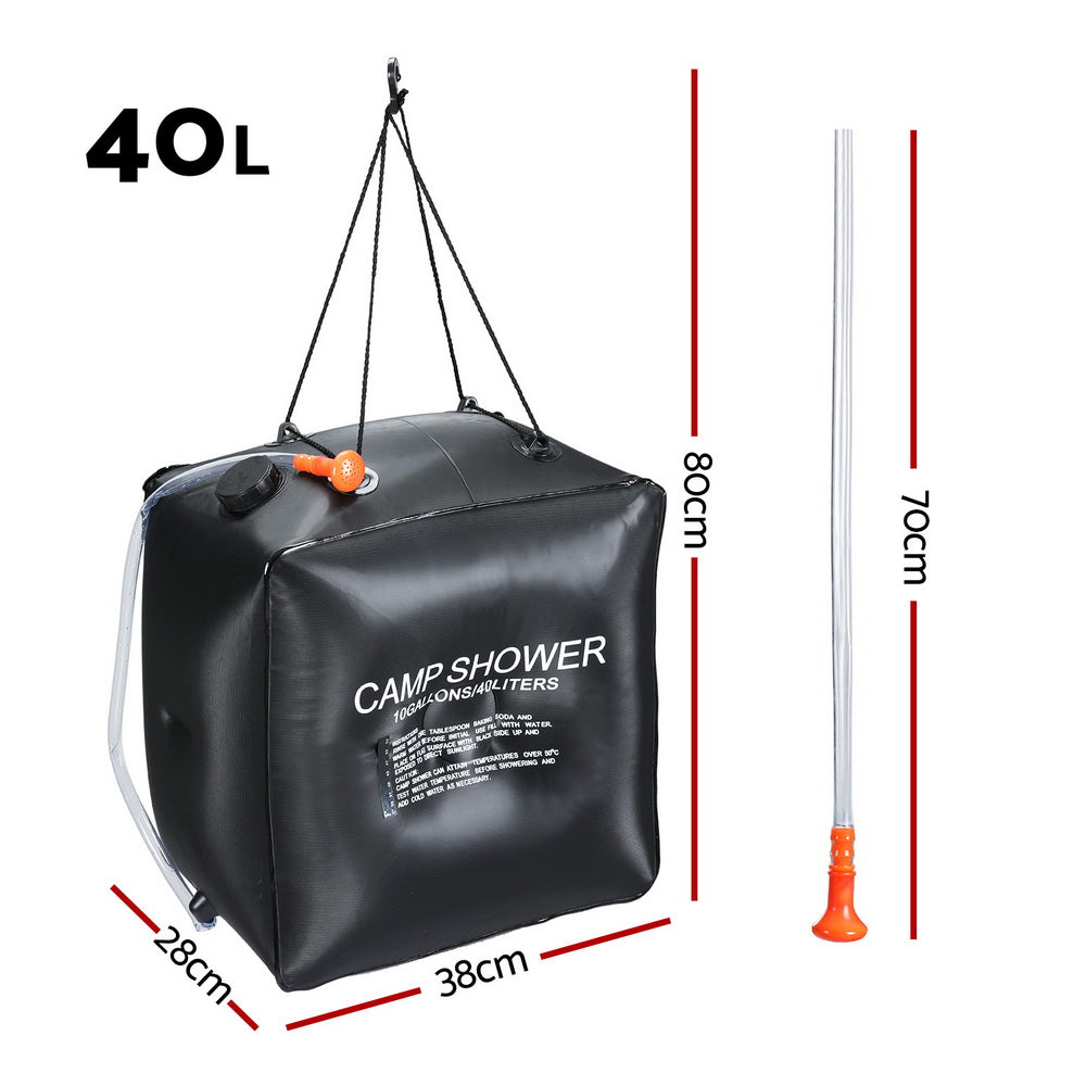 Weisshorn Camping Shower Bag 40L Black-Outdoor Recreation &gt; Camping &gt; Portable Toilets &amp; Showers-PEROZ Accessories