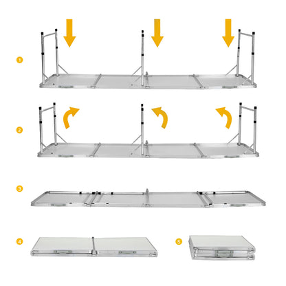Weisshorn Folding Camping Table 240CM Portable Outdoor Picnic BBQ Aluminium Desk