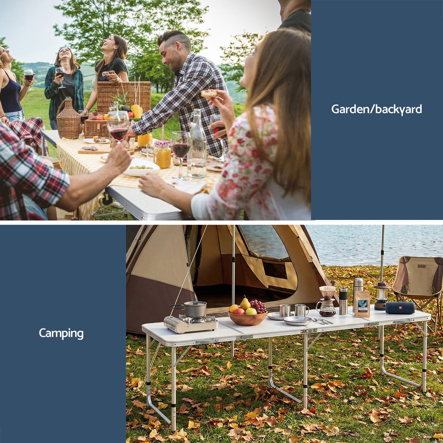 Weisshorn Folding Camping Table 240CM Portable Outdoor Picnic BBQ Aluminium Desk