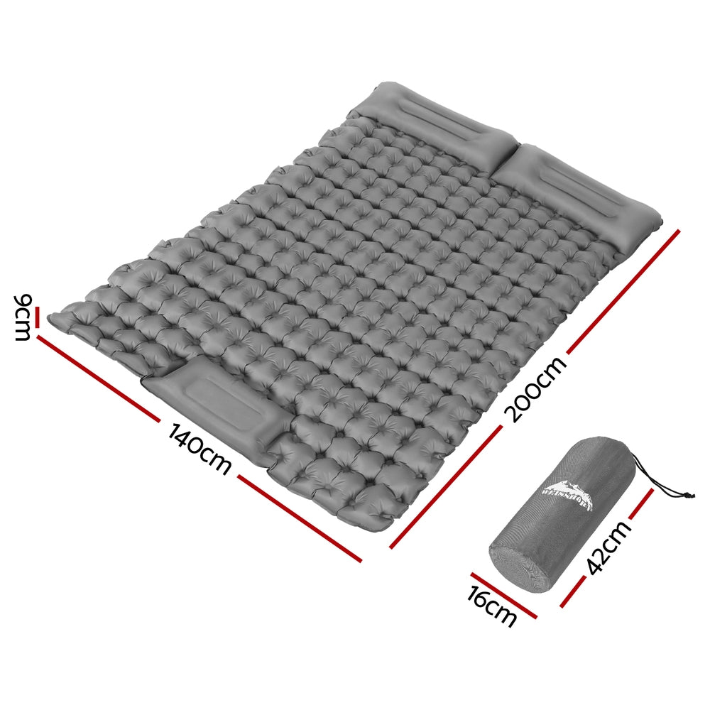 Weisshorn Self Inflating Mattress Camping Sleeping Mat Air Bed Double Pillow Bag-Outdoor Recreation &gt; Camping &gt; Inflatable Mattresses-PEROZ Accessories