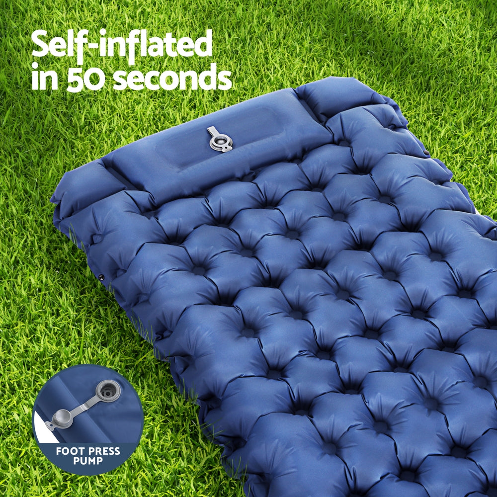 Weisshorn Self Inflating Mattress Camping Sleeping Mat Air Bed Single Pillow Bag-Outdoor Recreation &gt; Camping &gt; Inflatable Mattresses-PEROZ Accessories