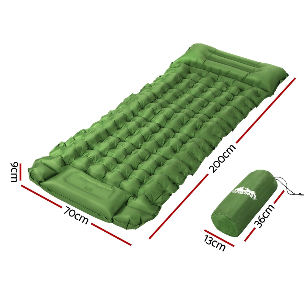Weisshorn Self Inflating Mattress Camping Sleeping Mat Air Bed Pad Single Pillow-Outdoor Recreation &gt; Camping &gt; Inflatable Mattresses-PEROZ Accessories