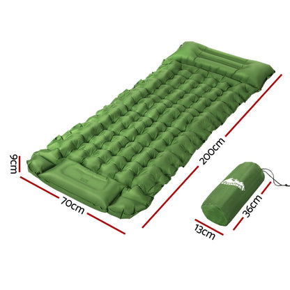 Weisshorn Self Inflating Mattress Camping Sleeping Mat Air Bed Pad Single Pillow-Outdoor Recreation &gt; Camping &gt; Inflatable Mattresses-PEROZ Accessories