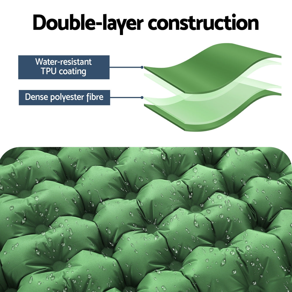 Weisshorn Self Inflating Mattress Camping Sleeping Mat Air Bed Pad Single Pillow-Outdoor Recreation &gt; Camping &gt; Inflatable Mattresses-PEROZ Accessories