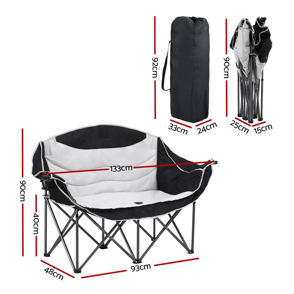 Weisshorn Camping Chair Double Folding Moon Chair Portable Seat 240KG-Outdoor Recreation &gt; Camping &gt; Camp Furniture-PEROZ Accessories