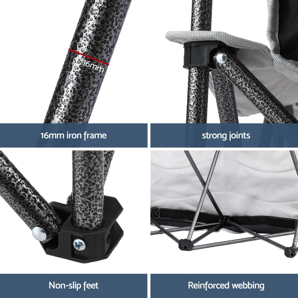 Weisshorn Camping Chair Double Folding Moon Chair Portable Seat 240KG-Outdoor Recreation &gt; Camping &gt; Camp Furniture-PEROZ Accessories