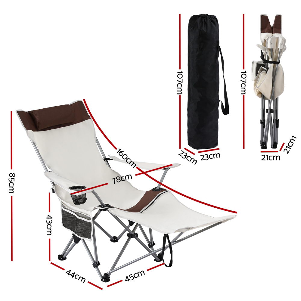 Weisshorn Camping Chair Reclining Adjustable Portable Outdoor Folding Lightweight-Outdoor Recreation &gt; Camping &gt; Camp Furniture-PEROZ Accessories