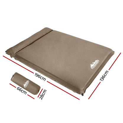 Weisshorn Self Inflating Mattress 10CM Camping Sleeping Mat Air Double Coffee-Outdoor &gt; Camping-PEROZ Accessories