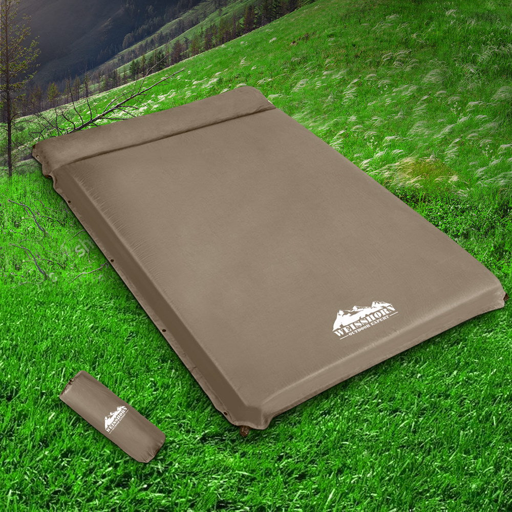 Weisshorn Self Inflating Mattress 10CM Camping Sleeping Mat Air Double Coffee-Outdoor &gt; Camping-PEROZ Accessories