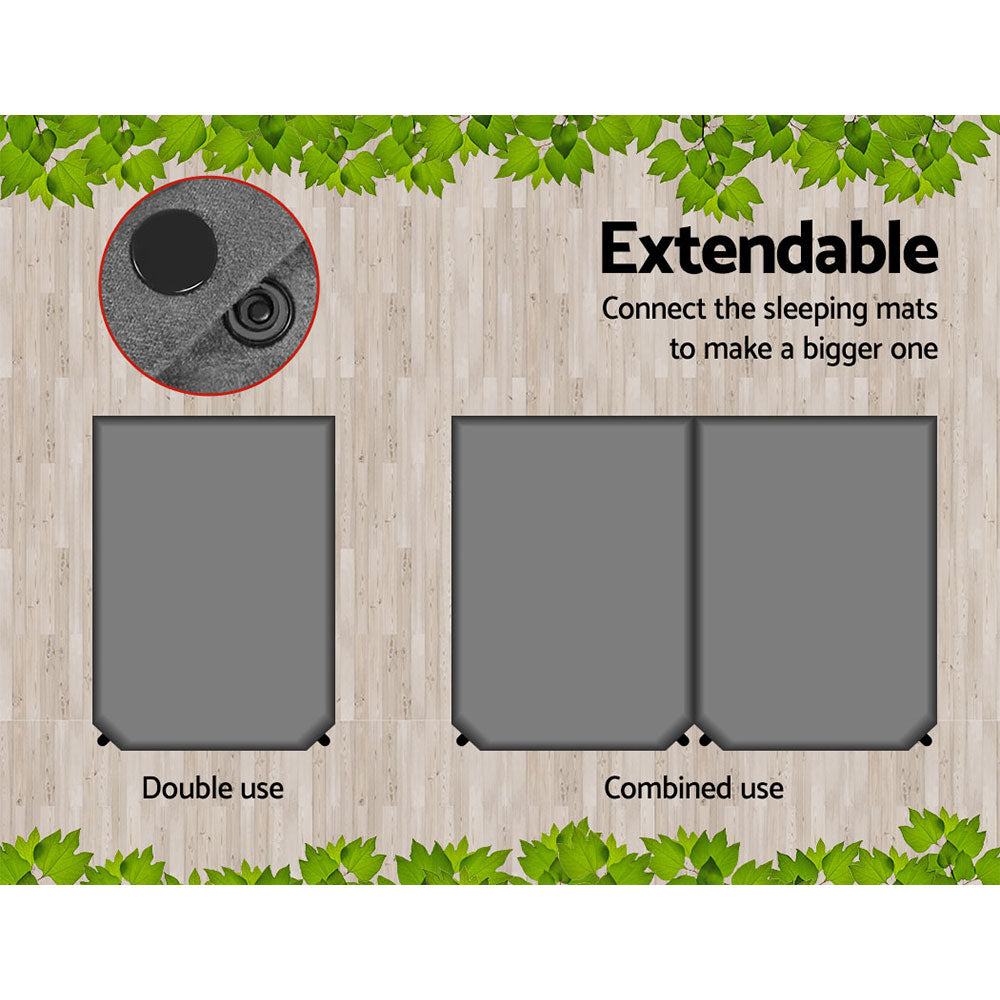 Weisshorn Self Inflating Mattress 10CM Camping Sleeping Mat Air Double Grey-Outdoor &gt; Camping-PEROZ Accessories