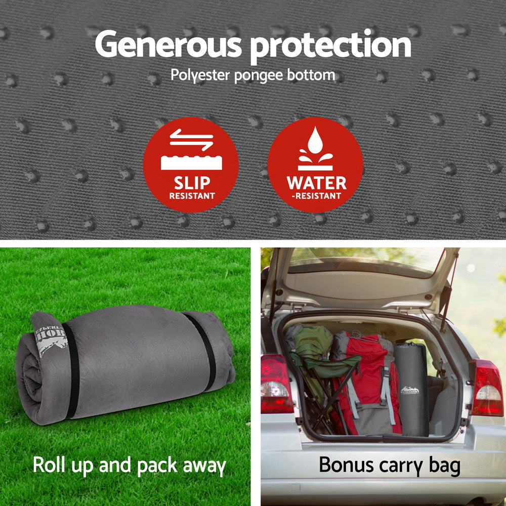 Weisshorn Self Inflating Mattress 10CM Camping Sleeping Mat Air Double Grey-Outdoor > Camping-PEROZ Accessories