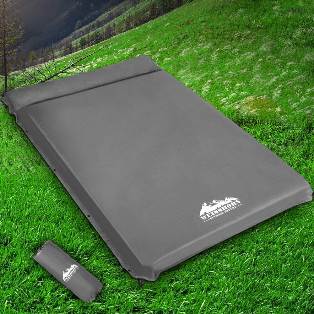 Weisshorn Self Inflating Mattress 10CM Camping Sleeping Mat Air Double Grey-Outdoor > Camping-PEROZ Accessories