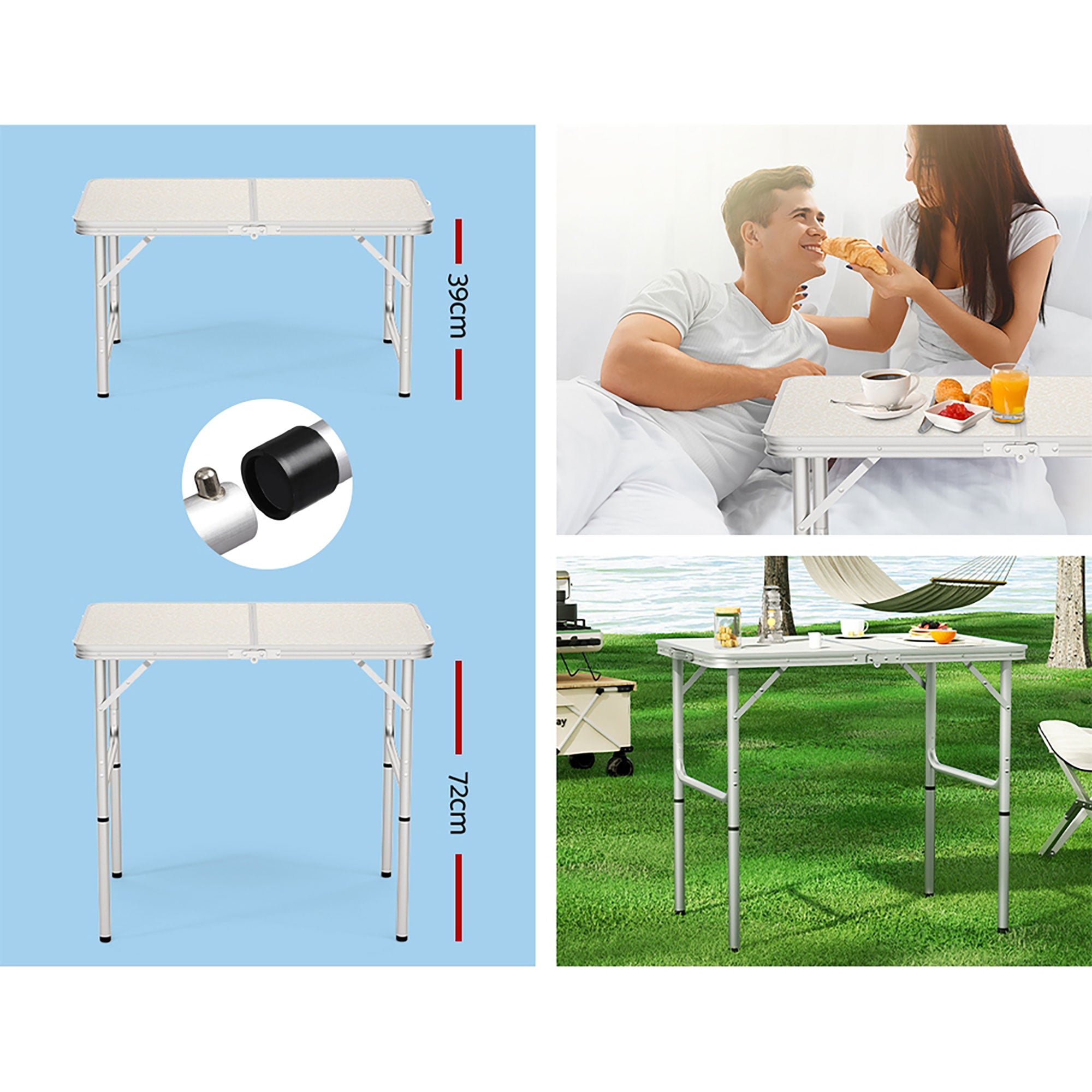 Weisshorn Folding Camping Table 90CM Adjustable Portable Outdoor Picnic Desk-Camping Tables-PEROZ Accessories