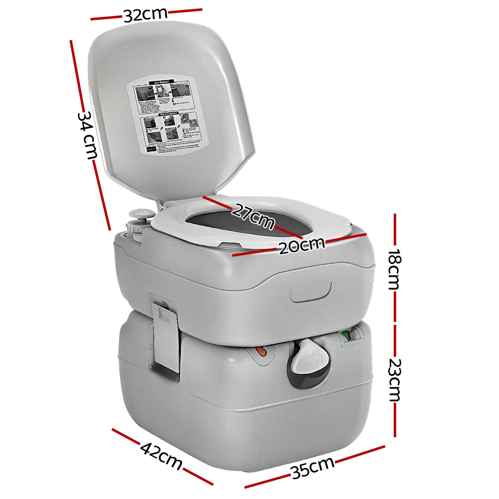 Weisshorn 22L Portable Camping Toilet Outdoor Flush Potty Boating-Outdoor Recreation &gt; Camping &gt; Portable Toilets &amp; Showers-PEROZ Accessories