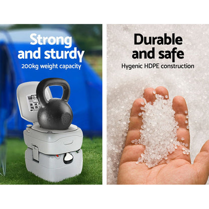Weisshorn 22L Portable Camping Toilet Outdoor Flush Potty Boating-Outdoor Recreation &gt; Camping &gt; Portable Toilets &amp; Showers-PEROZ Accessories