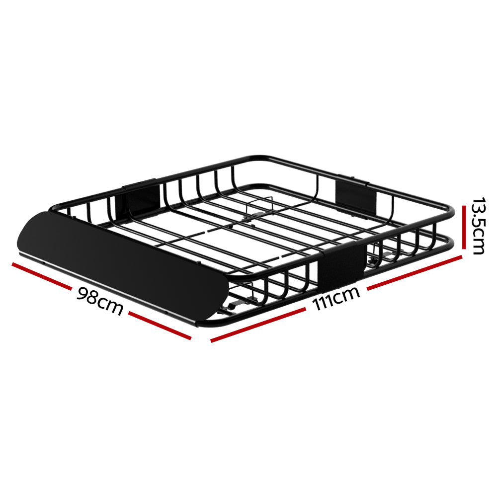 Giantz Universal Car Roof Rack Basket Luggage Vehicle Cargo Carrier 111cm Black-Auto Accessories &gt; Auto Accessories Others &gt; Cross Bar-PEROZ Accessories