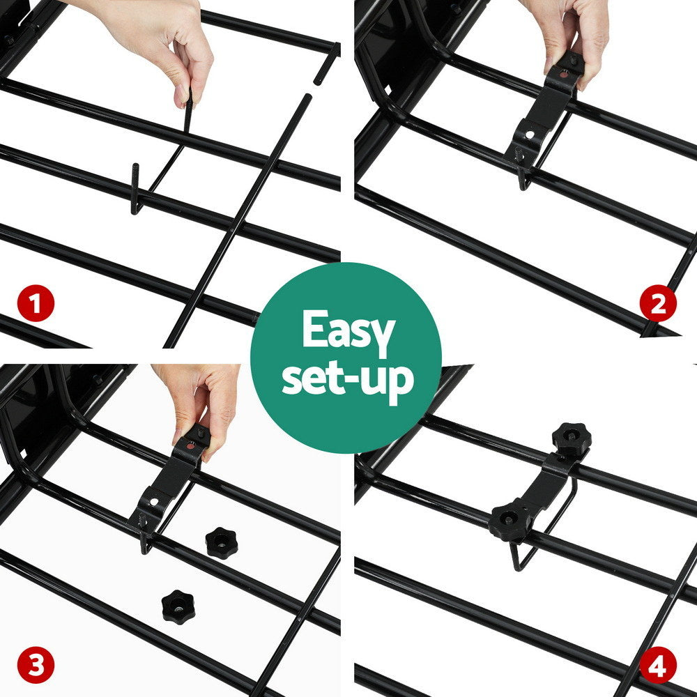 Giantz Universal Car Roof Rack Basket Luggage Vehicle Cargo Carrier 111cm Black-Auto Accessories &gt; Auto Accessories Others &gt; Cross Bar-PEROZ Accessories