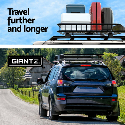Giantz Universal Car Roof Rack Basket Luggage Vehicle Cargo Carrier 111cm Black-Auto Accessories &gt; Auto Accessories Others &gt; Cross Bar-PEROZ Accessories