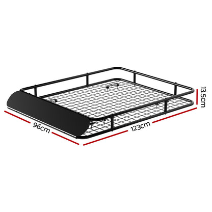 Giantz Universal Car Roof Rack Basket Luggage Vehicle Cargo Carrier 123cm Black-Auto Accessories &gt; Auto Accessories Others &gt; Cross Bar-PEROZ Accessories