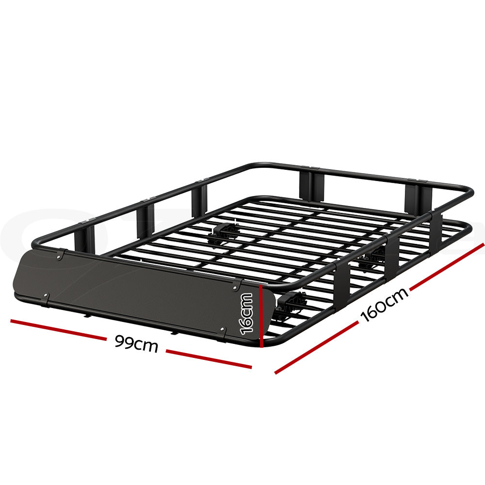Giantz Universal Car Roof Rack Basket Luggage Vehicle Cargo Carrier 160cm Black-Auto Accessories &gt; Auto Accessories Others &gt; Cross Bar-PEROZ Accessories
