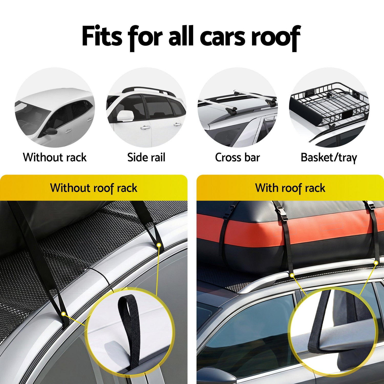 Giantz Roof Top Cargo Bag Waterproof Car Luggage Carrier 15 Cubic Ft Universal-Auto Accessories > Auto Accessories Others > Cross Bar-PEROZ Accessories