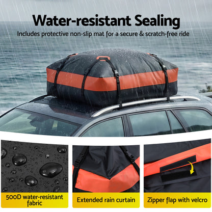 Giantz Roof Top Cargo Bag Waterproof Car Luggage Carrier 15 Cubic Ft Universal-Auto Accessories > Auto Accessories Others > Cross Bar-PEROZ Accessories