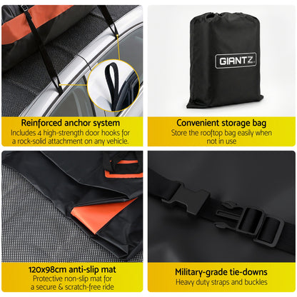 Giantz Roof Top Cargo Bag Waterproof Car Luggage Carrier 15 Cubic Ft Universal-Auto Accessories > Auto Accessories Others > Cross Bar-PEROZ Accessories