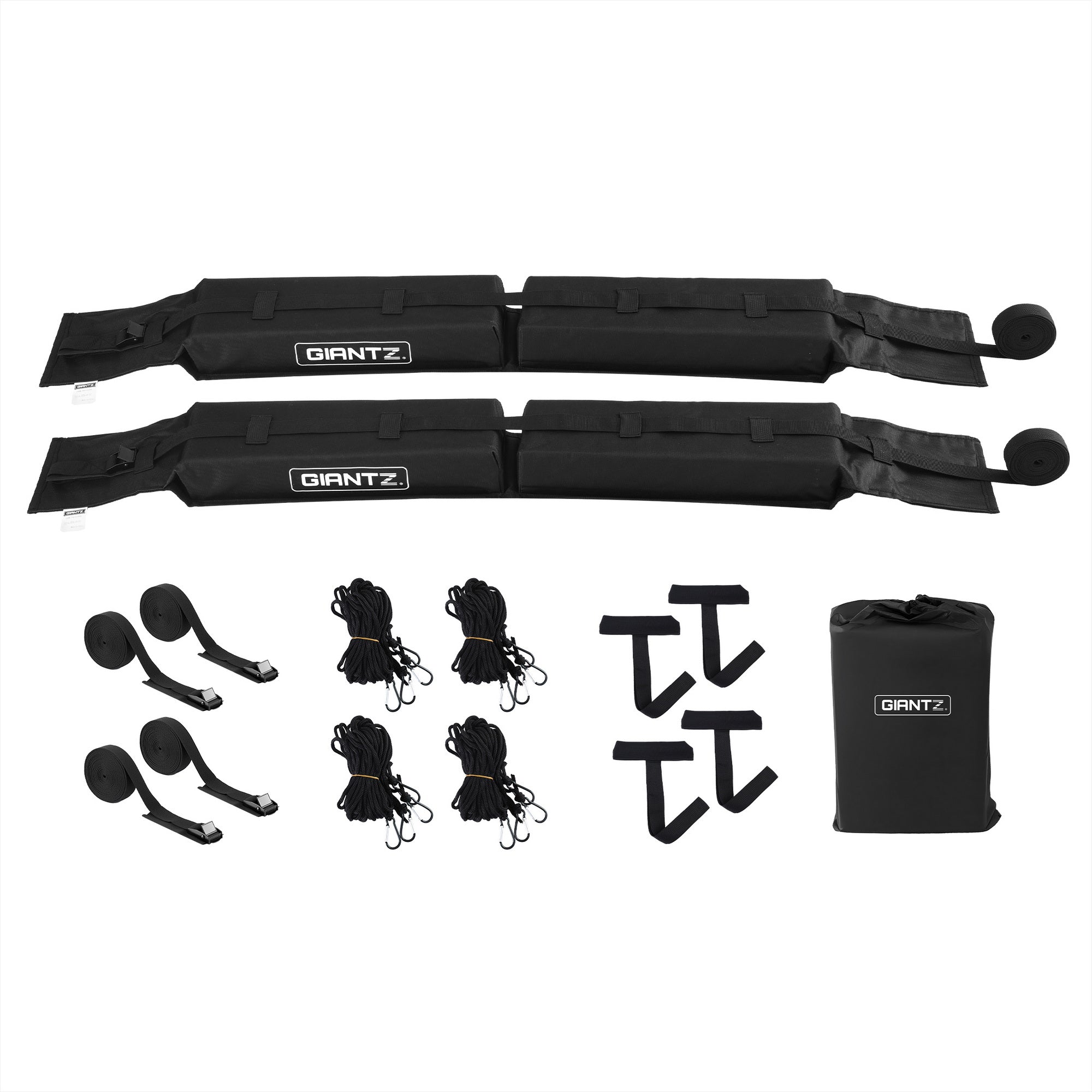 GIANTZ Kayak Roof Rack for Car, Universal Soft Roof Rack Pads for Surfboard SUP Canoe, Roof Bars for SUV Sedan without Side Rails, Portable Cross Bars with 4.5m Tie Down Straps &amp; Ropes, 80kg Capacity-Auto Accessories > Auto Accessories Others > Cross Bar-PEROZ Accessories