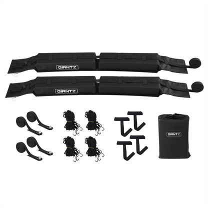 GIANTZ Kayak Roof Rack for Car, Universal Soft Roof Rack Pads for Surfboard SUP Canoe, Roof Bars for SUV Sedan without Side Rails, Portable Cross Bars with 4.5m Tie Down Straps &amp; Ropes, 80kg Capacity-Auto Accessories > Auto Accessories Others > Cross Bar-PEROZ Accessories
