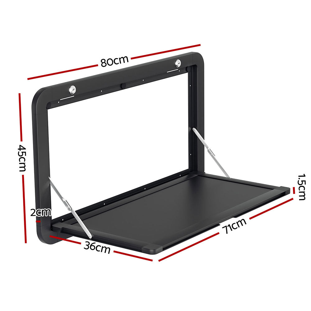 Weisshorn Caravan Table 800 x 450mm Folding Lockable Black-Outdoor Recreation &gt; Camping &gt; Camp Furniture-PEROZ Accessories