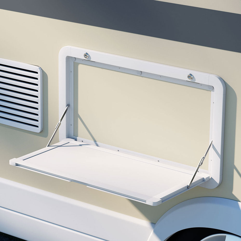 Weisshorn Caravan Table 800 x 450mm Folding Lockable White-Sports &amp; Fitness &gt; Bikes &amp; Accessories &gt; Bicycle Stands &amp; Storage-PEROZ Accessories