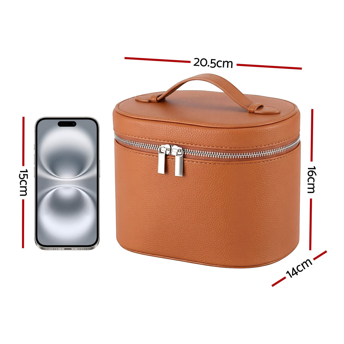 Embellir Makeup Case for Women Travel PU Cosmetic Organizer Brown-Health &amp; Beauty > Cosmetic Storage > Cosmetic &amp; Toiletry Bags-PEROZ Accessories